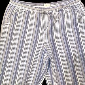 Blue & white stripe linen pants